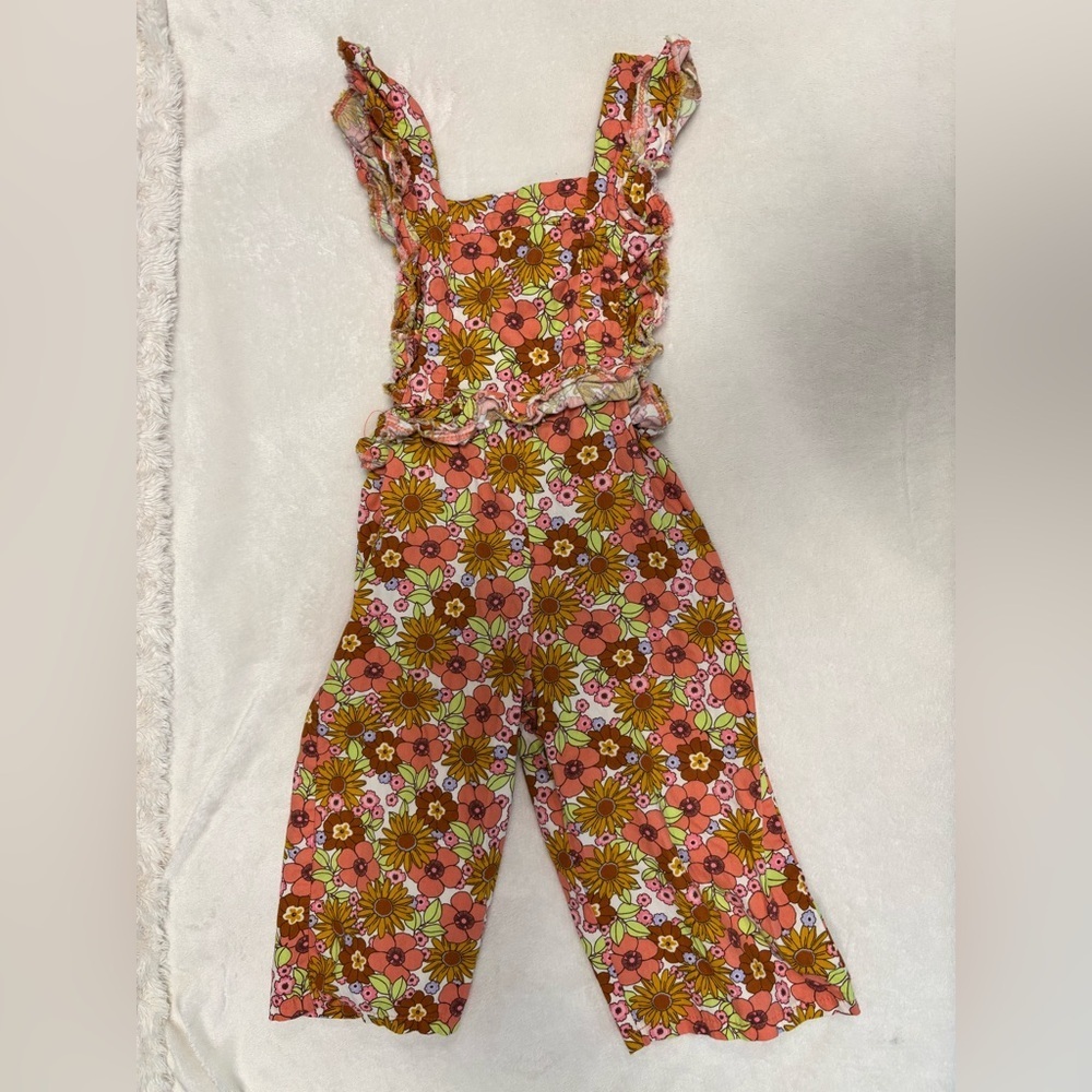 Wonder nation 3T floral print jumpsuit overall romper 70s vibe